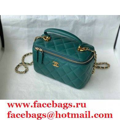 chanel Lambskin  &  Gold-Tone Metal green Vanity with Chain